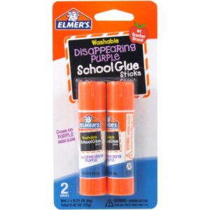 Elmer's Disappearing Purple Washable School Glue Sticks, 2 Count