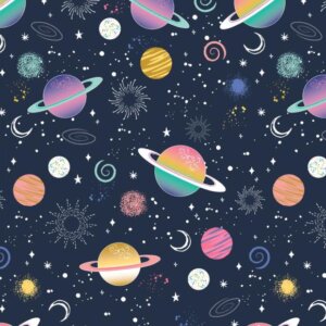 Camelot Minky Collection Print Polyester, 58/60" Astral Solar System Pattern Fabric