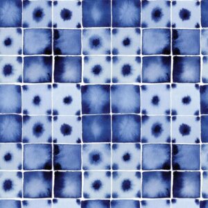Camelot Minky Collection Print Polyester, 58/60" Indigo Shibori Tiles Pattern Fabric