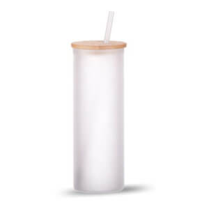 25oz Frosted Glass Tumbler With Bamboo Lid Sublimation Blank