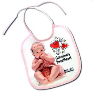 Baby Bib 8x9 White with Pink trim sublimation Blank