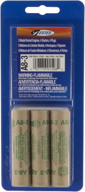 Estes A8-3 Single Stage Model Rocket Engines 1598