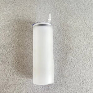 25oz Frosted Glass Tumbler With Plastic Slide Lid Sublimation Blank