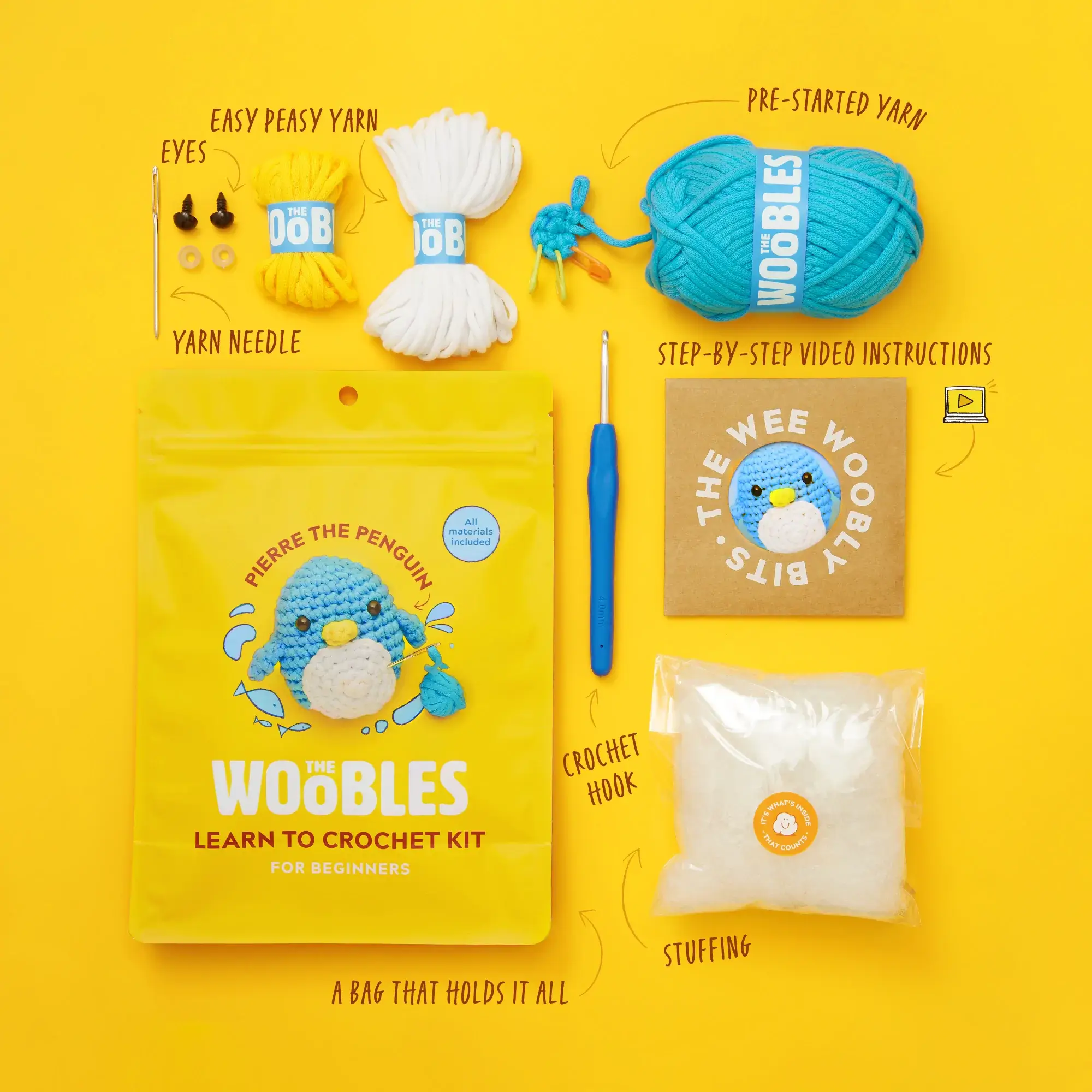 Pierre the Penguin The Woobles Beginner Crochet Kit Pierre the Penguin The Woobles Beginner Crochet Kit
