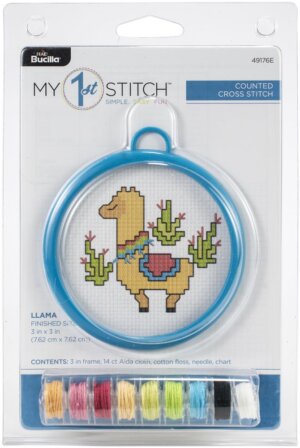 Bucilla/My 1st Stitch Mini Counted Cross Stitch Kit 3" Round-Llama (14 Count)