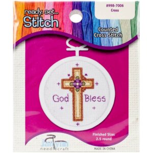 Janlynn Mini Counted Cross Stitch Kit 2.75" Oval-Cross (18 Count)