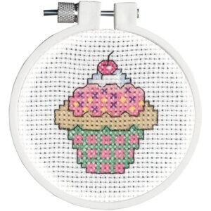 Janlynn/Kid Stitch Mini Counted Cross Stitch Kit 3" Round-Cupcake (11 Count)