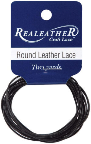 Realeather Crafts Round Leather Lace 1mmX2yd Packaged-Black