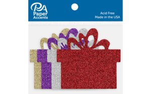Glitter Shape 8pc Present Red,Silver,Lt Gold,Grape Glitter Shape 8pc Present Red,Silver,Lt Gold,Grape