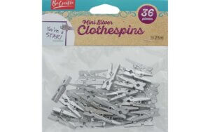 Leisure Arts Clothespins Wood 1" Mini Silver 36pc