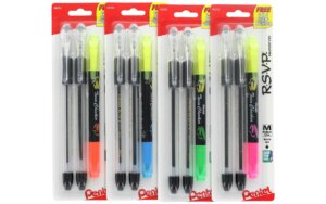 RSVP Ballpoint Pen, Medium 1mm, 2 Black, 1 Highlighter, 3pc