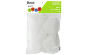 EBL Pom Pom 2.5" 5pc White