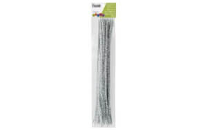 EBL Chenille Stem 12" 6mm Tinsel Silver 25pc
