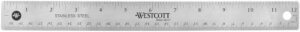 Stainless Steel Ruler W/Non-Slip Cork Back 12"-Silver