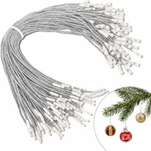 20 Silver Easy snap 8in precut ornament hanger