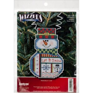 Wizzers Counted Cross Stitch Kit 3″X2.25″-Snowman Let It Snow (14 Count) Wizzers Counted Cross Stitch Kit 3"X2.25"-Snowman Let It Snow (14 Count)