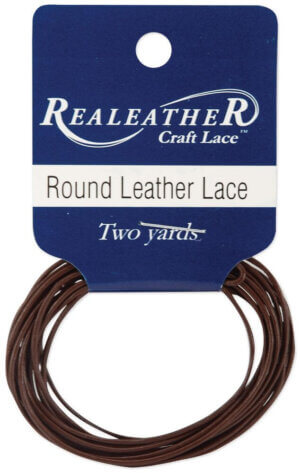 Realeather Crafts Round Leather Lace 1mmX2yd Packaged-Brown