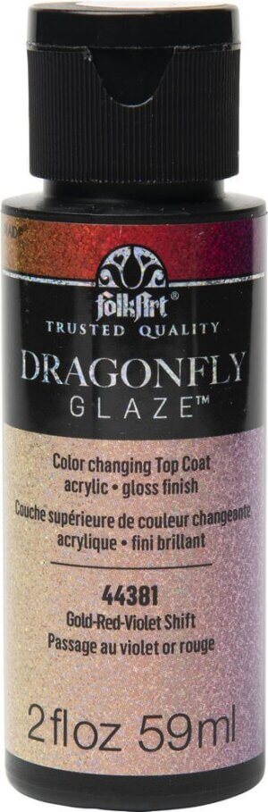 Gold, Red, Violet Shift FolkArt DragonFly Glaze Topcoat 2oz