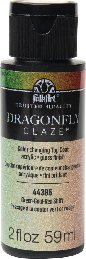 Green, Gold, Red Shift FolkArt DragonFly Glaze Topcoat 2oz