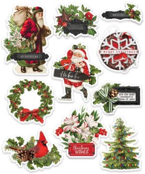 Simple Vintage Christmas Lodge Layered Stickers 10/Pkg Simple Vintage Christmas Lodge Layered Stickers 10/Pkg