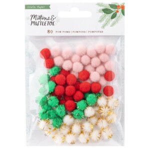 Mittens & Mistletoe Mixed Pom Poms 80/Pkg