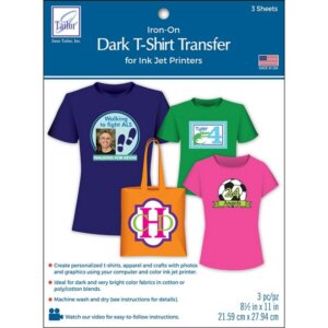 June Tailor Iron-On Ink Jet Transfer Sheets 8.5"X11" 3/Pkg-Dark T-Shirt