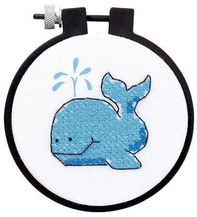 Dimensions Learn-A-Craft Stamped Cross Stitch Kit 3″ Round-The Whale