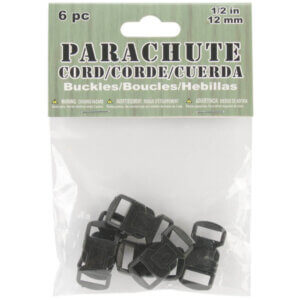 Parachute Cord Bracelet Buckles 12mm 6/Pkg-Black
