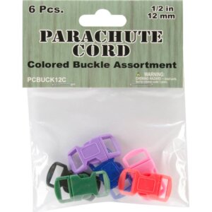 Parachute Cord Bracelet Buckles 12mm 6/Pkg-Assorted Colors