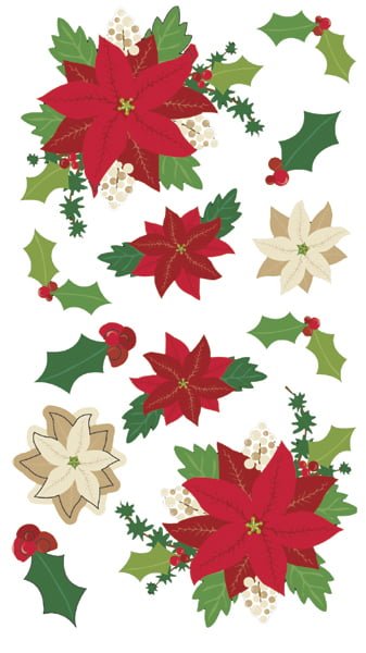 Glitter Poinsettias Sticko Christmas Stickers Glitter Poinsettias Sticko Christmas Stickers