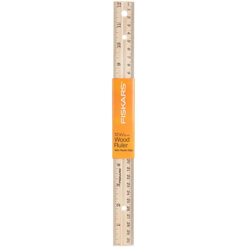 12″ With Plastic Edge Wood Ruler