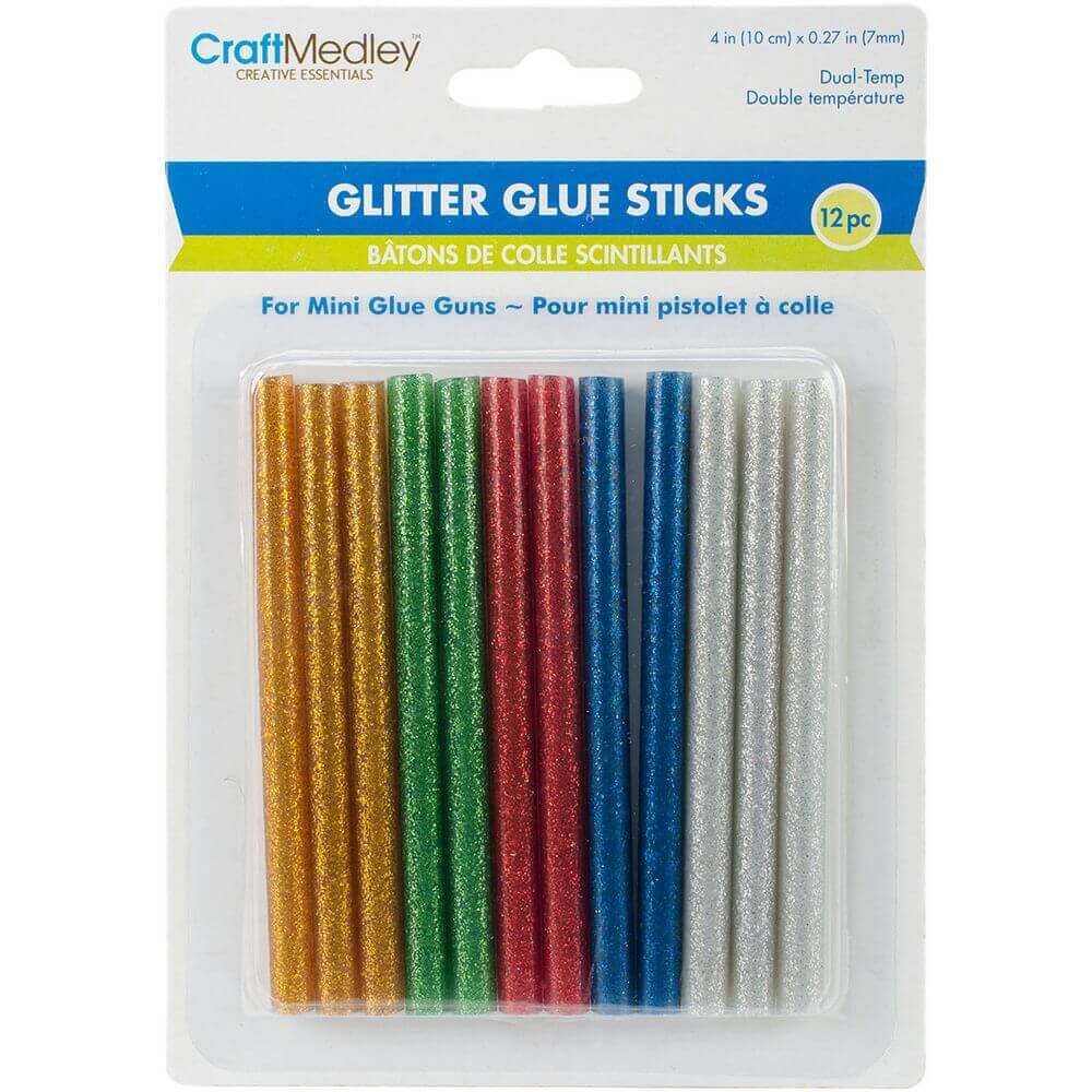 .27″X4″ 12/Pkg Craft Medley Dual-Temp Mini Glitter Glue Sticks