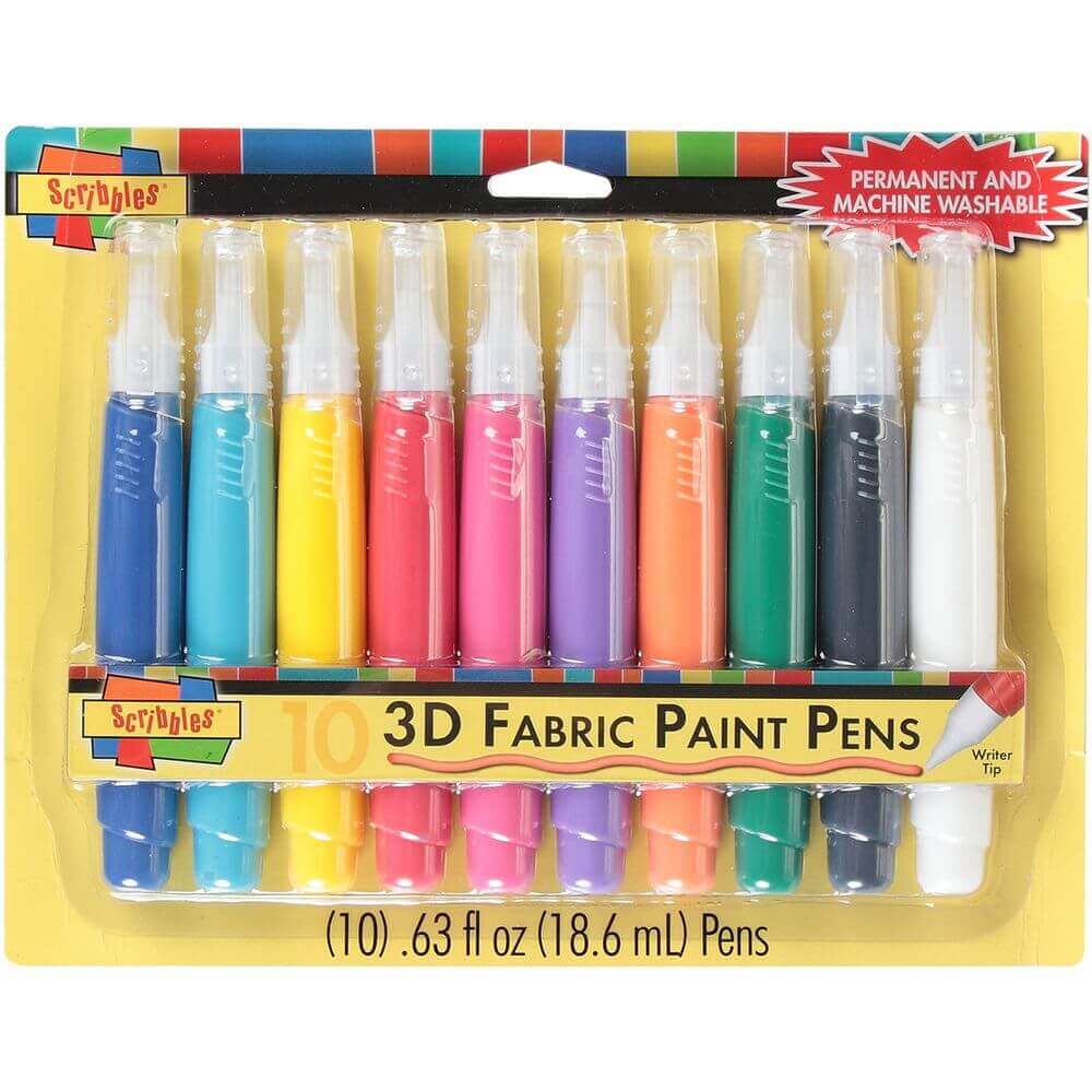 Scribbles 3D Fabric Paint Pens 10/Pkg – Assorted Scribbles 3D Fabric Paint Pens 10/Pkg – Assorted