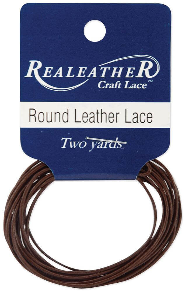 Realeather Crafts Round Leather Lace 1mmX2yd Packaged-Brown