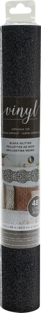 American Crafts Glitter Adhesive Vinyl Roll 12"X48"-Black