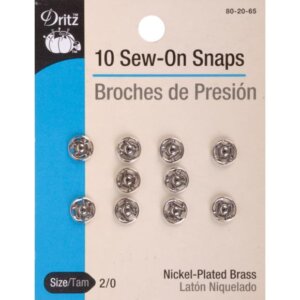 Dritz Sew-On Snaps 10/Pkg-Nickel-Plated Brass Size 2/0