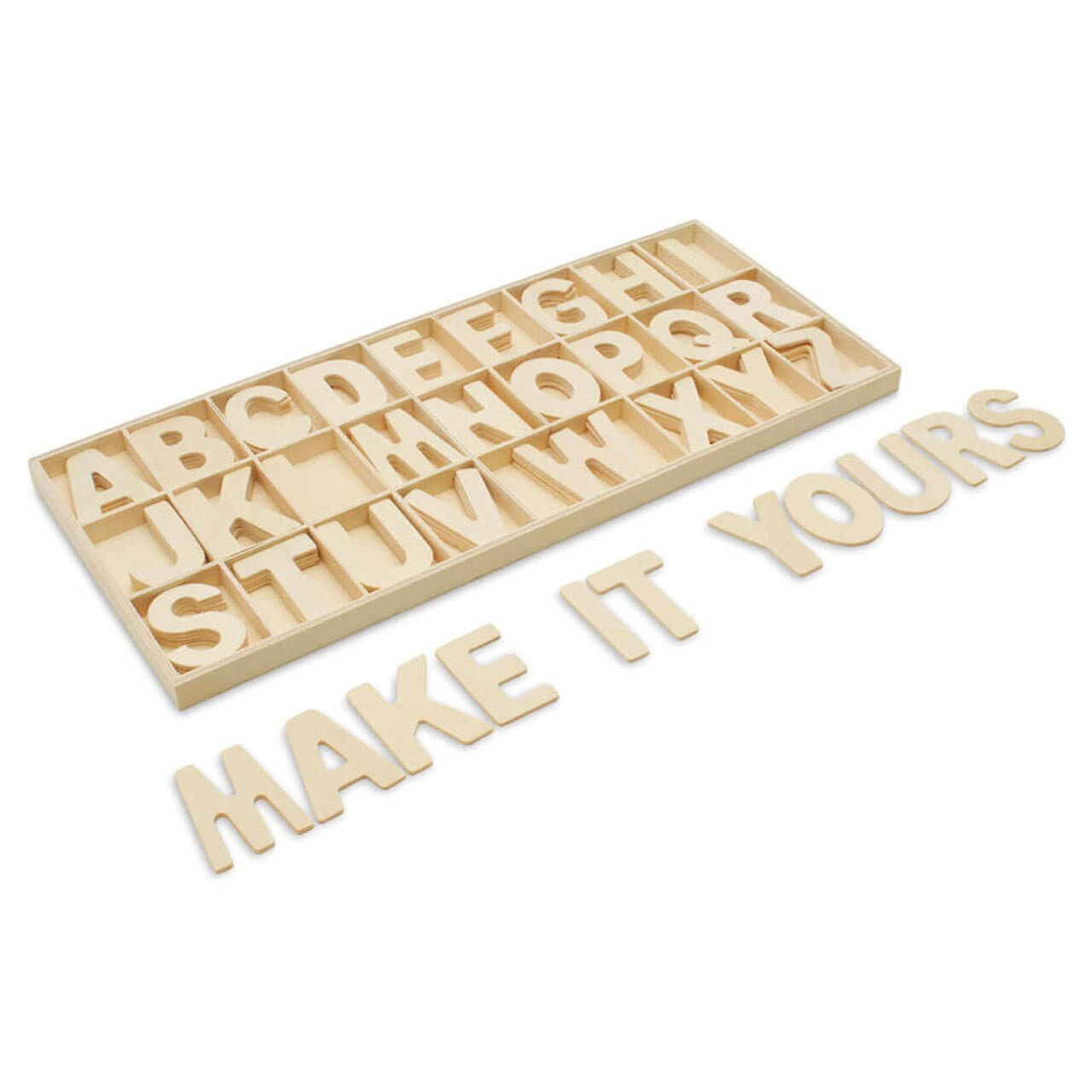 Letters Unfinished Wood Sorting Tray