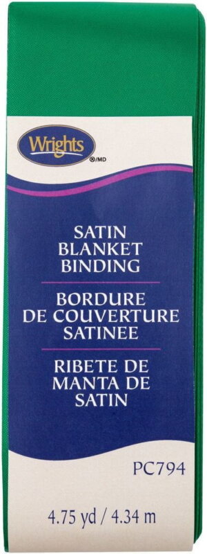 Wrights Single Fold Satin Blanket Binding 2"X4.75yd-Emerald