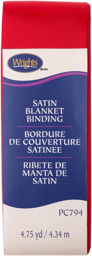 Wrights Single Fold Satin Blanket Binding 2"X4.75yd-Scarlet