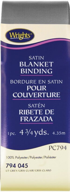 Wrights Single Fold Satin Blanket Binding 2"X4.75yd-Light Gray