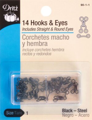 Dritz Hooks & Eyes Size 1 14/Pkg-Black