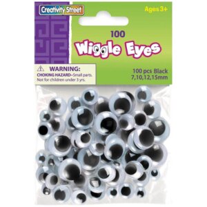 7mm To 15mm 100/Pkg-Black Paste-On Wiggle Eyes Assorted