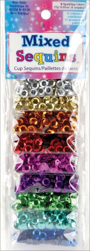 Mixed Sequins 6mm 3g 9/Pkg-Assorted Cups