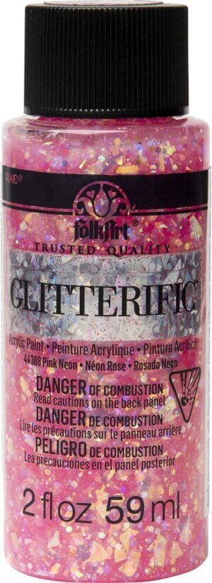 Neon Pink - FolkArt Glitterific Neon Glitter Paint 2oz