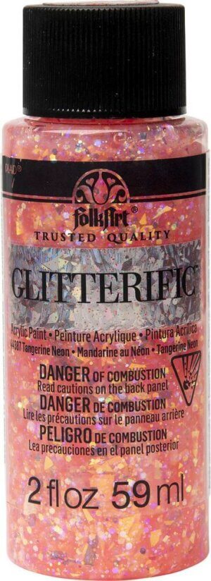 Neon Tangerine FolkArt Glitterific Neon Glitter Paint 2oz