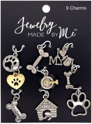 Charms 9/Pkg-Silver Dog