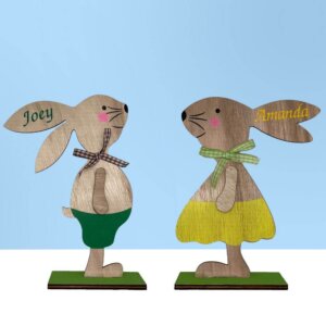 Wood Bunny Yellow Skirt Customized with name