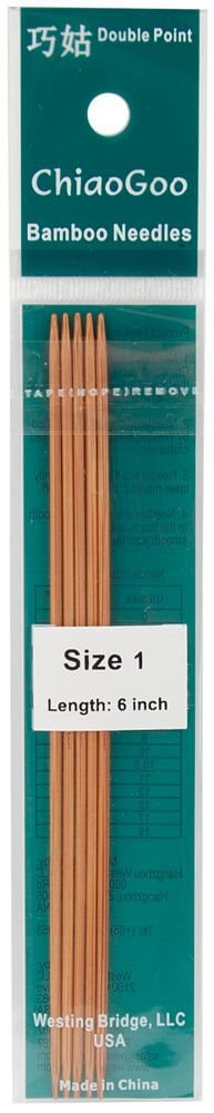 ChiaoGoo Double Point Dark Patina Knitting Needles 6" 6/Pkg-Size 1/2.25mm