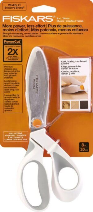 Fiskars Built to DIY Softgrip PowerCut Shears 8″- Fiskars Built to DIY Softgrip PowerCut Shears 8"-