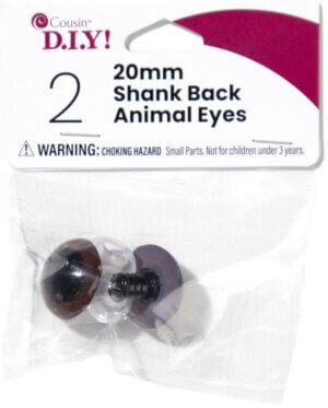 Shank Back Animal Eyes 20mm 2/Pkg-Brown